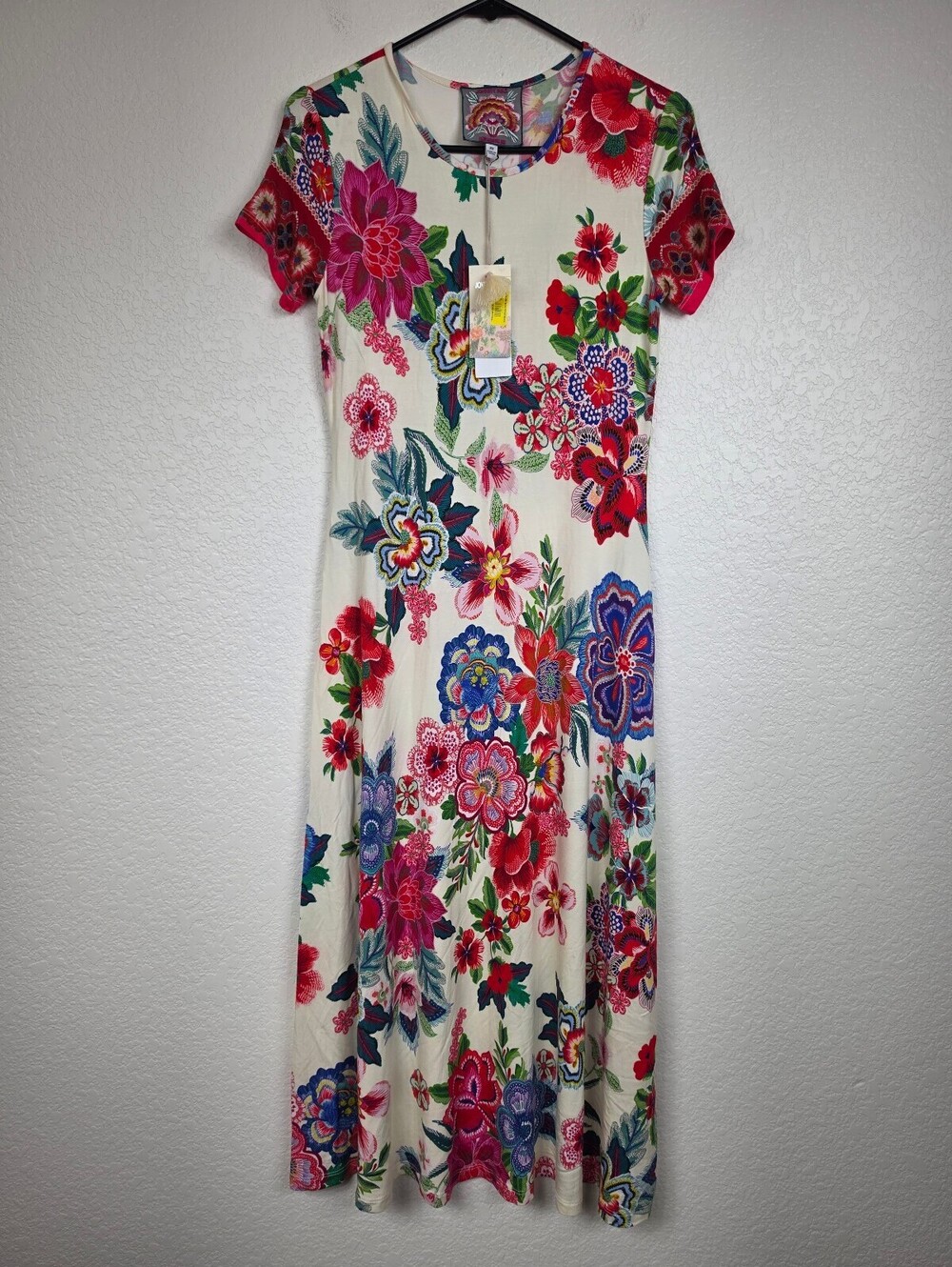 Johnny Was Floral Dress XS Floral Cap Sleeve